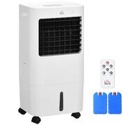 HOMCOM Refroidisseur d'air portable 65 W 3 en 1 avec ventilateur par évaporation, réservoir d'eau 15 L, oscillation, télécommande, 3 modes, minuterie 8H, refroidit 20 m², blanc
