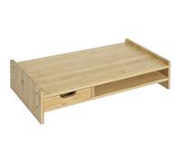 HOMCOM Rehausseur Écran PC Bureau avec Tiroir 49x25,5x11,5 cm Bois Naturel