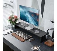 HOMCOM Rehausseur écran PC bureau support d'écran d'ordinateur de 100 cm support moniteur avec deux compartiments, noir
