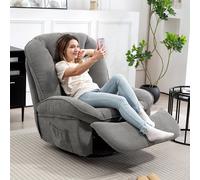 HOMCOM Relaxsessel, Fauteuil TV inclinable avec fonction de balancement, fauteuil pivotant TV avec repose-pieds, Gris