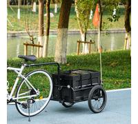 HOMCOM Remorque chariot à vélo avec coffre de rangement amovible et pliable de 65L, pneus et réflecteurs de sécurité, charge maximale de 40KG, noir Destinée à plusieurs usages, cette remorque de vélo