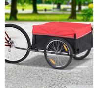 Homcom Remorque de Transport Vélo Cargo avec Réflecteurs et Housse Amovible 140 x 88 x 60 cm Rouge Noir