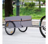 HOMCOM - Remorque de transport vélo cargo avec réflecteurs et housse amovible gris neuf