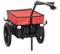 HOMCOM Remorque de Vélo 40 kg Couverture en Toile Oxford avec Réflecteurs et Cadre en Acier 144x59x80 cm Rouge et Noir