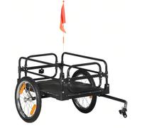 HOMCOM Remorque pliable pour vélo en acier roues 16 pouces charge max. 40 kg avec barre d'attelage universelle Description:Destinée à plusieurs usages, cette remorque vélo vous est indispensable pour
