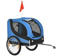 Remorque velo pour chien animaux avec 8 reflecteurs drapeau bleu noir Bleu G