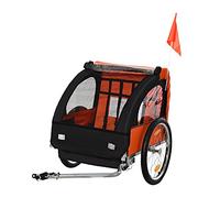 HOMCOM Remorque vélo wagon 2 places cadre acier Orange Noir 130x76x88 cm