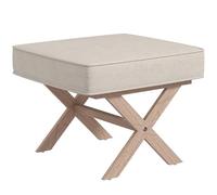 HOMCOM Repose Pied Salon Ottoman Pouf Salon Tabouret de canapé rectangulaire en Tissu avec siège rembourré, Pieds en Bois d'hévéa pour Chambre à Coucher, Salon - Beige