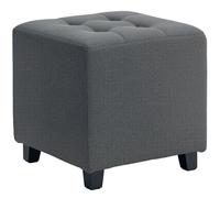 HOMCOM Repose pied salon, ottoman, siège rembourré capitonné en tissu aspect lin avec poche latérale, 35 x 35 x 35 cm, gris