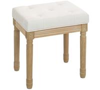 HOMCOM Repose Pied Salon, Ottoman, siège rembourré en Tissu Aspect Lin avec Pieds en Bois d'hévéa, Pouf Salon rectangulaire pour Chambre à Coucher, entrée, 42 x 32 x 46,5 cm, Beige