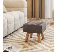 HOMCOM Repose pied salon ottoman siège rembourré en tissu avec pieds en bois 27 x 27 x 26 cm gris