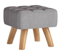 HOMCOM Repose Pied Salon, Ottoman, siège rembourré en Tissu, avec Pieds en Bois, Pouf Salon, pour Chambre à Coucher, entrée, 27 x 27 x 26 cm, Gris