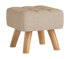 HOMCOM Repose Pied Salon, Ottoman, siège rembourré en Tissu, avec Pieds en Bois, Pouf Salon, pour Chambre à Coucher, entrée, 27 x 27 x 26 cm, Marron Clair