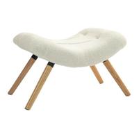 HomCom Repose-pied pouf ottoman en tissu, siège rembourré, pieds en hêtre – Crème