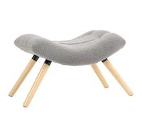 HOMCOM Repose Pied Salon Ottoman Tissu, Pieds Bois de Hêtre, Gris