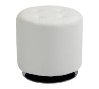 HOMCOM Repose pied salon pivotant à 360°, ottoman rond rembourré en PU avec base en acier, Ø 45,5 x 44,5 cm, blanc