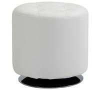 HOMCOM Repose Pied Salon pivotant à 360°, Ottoman Rond, siège rembourré en PU avec Base en Acier, Pouf Salon pour Chambre à Coucher, entrée, Ø 45,5 x 44,5 cm, Blanc