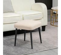 HOMCOM Repose pied salon, tabouret ottoman en tissu effet laine bouclée, pieds en acier, 42 x 42 x 44 cm, beige