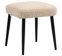 HOMCOM Repose Pied Salon, Tabouret Ottoman, siège rembourré en Tissu Effet Laine bouclée, avec Pieds en Acier, Pouf Salon, pour Chambre à Coucher, entrée, 42 x 42 x 44 cm, Beige