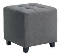 HOMCOM Repose-pieds de salon en lin rembourré - Ottoman - Ottoman carré - Avec poche latérale - Couvercle avec boutons rembourrés et cadre en bois - Pour salon, chambre à coucher - Gris