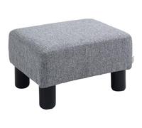 HOMCOM Repose-Pieds en Tissu de Lin - Petit siège - Ottoman - pour la Maison et Le Bureau - avec Pieds - 40 x 30 x 24 cm - Gris