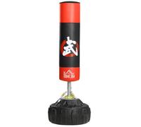 HOMCOM Sac de frappe boxe autoportant punching ball Ø 60 x 180 cm ventouses antidérapantes amortisseurs noir rouge