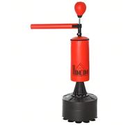HOMCOM Sac de frappe boxe autoportant punching ball brunier 3 en 1 revêtement revêtement synthétique dim. 88L x 48l x 155-205H cm rouge noir Description:Faites- vous les muscles avec ce sac de frappe 