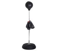 HomCom Punching ball sur pied réglable 126-144 cm acier avec gants pompe et base de lestage Noir