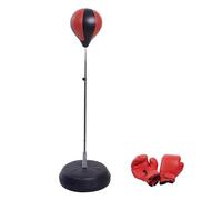 HOMCOM Sac de Frappe sur Pied Punching Ball sur Pied réglable en Hauteur 126-144 cm avec Gants, Pompe et Base de lestage pour Enfants et débutants Noir et Rouge