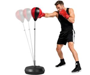 HOMCOM Sac de Frappe sur Pied Réglable en Hauteur 126-144 cm Noir Rouge