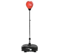 HOMCOM Sac de frappe sur pied réglable en hauteur de 4 niveaux Punching Ball avec base rechargeable Gants et gonfleur pour adultes et adolescents Ø45 x 132 - 158 cm noir et rouge