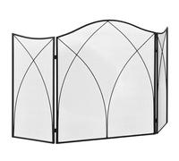 HOMCOM Salvette pliante écran protecteur de Cheminée 3 panneaux avec charnières et structure en métal décorative 126 x 2 x 76 cm Noir