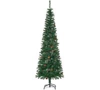 HOMCOM Sapin Arbre de Noël Artificiel 195 cm 556 Branches avec 27 Pommes de pin+ Support Pied Pliable Vert