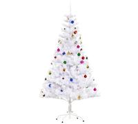HOMCOM Sapin Arbre de Noël Artificiel Blanc 150 cm 680 Branches | Nombreux Accessoires variés