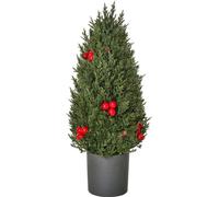 HOMCOM Sapin de Noël 50 cm Sapin de Noël cyprès avec 7 baies rouges et 6 pommes de pin Sapin artificiel 170 branches