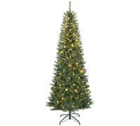 HOMCOM Sapin de Noël Artificiel 210 cm, Arbre de Noël Fin avec 350 lumières Blanches Chaudes et Multicolores, 9 Modes d'éclairage, 1273 Pointes de Branche articulée, Support en métal Pliable, Vert