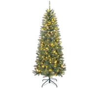 HOMCOM Sapin de Noël Artificiel 180 cm 250 Lumières Blanches Chaudes Vert | Arbre de Noël Fin, Lumières Multicolores, 9 Modes d'Éclairage, 899 Pointes de Branche Articulée, Support en Métal Pliable
