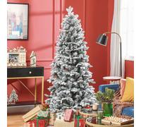 HOMCOM Sapin de Noël artificiel 180 cm Arbre de Noël avec support en métal 1489 branches enneigées, pommes de pin, vert