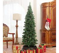HOMCOM Sapin de Noël artificiel 180 cm arbre de Noël Slim avec support en acier pliable, 618 branches épines, vert