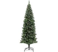 HOMCOM Sapin de Noël Artificiel 180 cm, Arbre de Noël Slim, avec Support en Acier Pliable, 618 Branches épines, décoration de Noël Effet réaliste, Vert