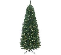 HOMCOM Sapin de Noël Artificiel 180 cm avec lumières LED synchronisées colorées et télécommande, Arbre de Noël à 12 Modes, minuterie, 899 Pointes de Branche articulée, Support en métal Pliable, Vert