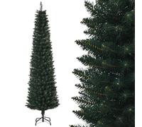 HOMCOM Sapin de Noël Artificiel 180 cm Fin et Haut Support Métal Vert