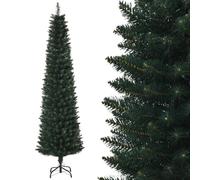 HOMCOM Sapin de Noël Artificiel 180 cm Fin et Haut Support Métal Vert | Arbre de Noël Slim, 380 Pointes de Branche, Pliable, Facile à Monter et Ranger, Maison Bureau
