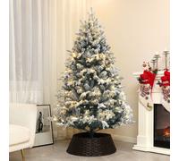 HOMCOM Sapin de Noël Artificiel 180 cm lumineux LED 793 Branches enneigées grand réalisme support en acier pliable Vert