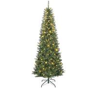 HOMCOM Sapin de Noël Artificiel 210 cm 350 Lumières Blanches Chaudes Vert