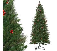 HOMCOM Sapin de Noël Artificiel 210 cm 746 Branches avec Houx + Support Pied Pliable Vert