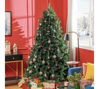 HOMCOM Sapin de Noël artificiel 210 cm arbre de Noël avec support en métal pliable, 1674 branches, décoration de Noël réaliste