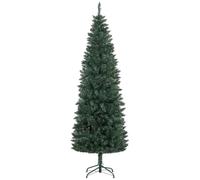 Sapin de Noël artificiel 210 cm slim avec support en acier pliable, 687 branches épines, décoration de Noël effet réaliste, vert