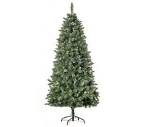 HOMCOM Arbre de Noël artificiel sapin de Noël artificiel branches enneigées Ø 86 x 180H cm avec 50 pommes de pin et 718 branches vert