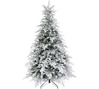 HOMCOM Sapin de Noël Artificiel avec Neige - 1321 Pointes - Décoration de Noël avec Support en métal - pour l'intérieur - 180 cm